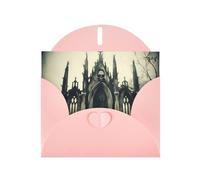 YYHWHJDE - Tarjeta de felicitación rosa con imagen de castillo de esqueleto antiguo, perfecta para el día de San Valentín, aniversario de boda e invitaciones de fiesta