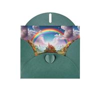 YYHWHJDE Tarjeta de felicitación verde oscuro con diseño de Little World Under the Rainbow perfecta para el día de San Valentín, aniversario de boda e invitaciones de fiesta