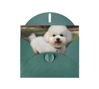 YYHWHJDE Tarjeta de felicitación verde oscuro con diseño de perro bichón frise para invitación festiva de fiesta de cumpleaños