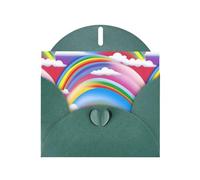 YYHWHJDE Tarjeta de felicitación verde oscuro con patrón de arco iris, perfecta para el día de San Valentín, aniversario de boda e invitaciones de fiesta