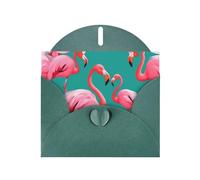 YYHWHJDE Tarjeta de felicitación verde oscuro con patrón de flamencos rosas para invitaciones de fiesta de cumpleaños festiva
