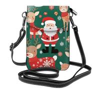 YYHWHJDE Teléfono móvil para mujer con imagen de Papá Noel y ciervo de Navidad, con prepucio de cuero, cubierta cruzada, pequeña correa ajustable para el hombro