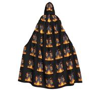 YYHWHJDE The castle burning flames imprime Halloween capa con capucha para adultos para fiestas y disfraces