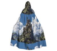 YYHWHJDE The Castle On Top Of The Hill imprime Halloween - Capa con capucha para hombre y mujer, para juegos de rol