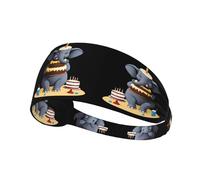 YYHWHJDE The Elephant has a huge cake Picture Sports Headband for Women Sweat Proof Bandeau Summer Elastic Band