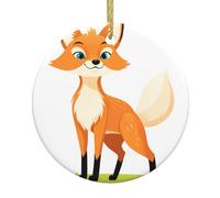 YYHWHJDE The Fox That Lights Up The Forest Picture Christmas Ceramic Decoration Circular Interior Decoration Gift -7.4 cm