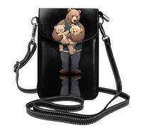 YYHWHJDE The Friendly Bear Family Picture - Teléfono móvil para mujer con prepucio de cuero, cubierta cruzada, pequeña correa ajustable para el hombro