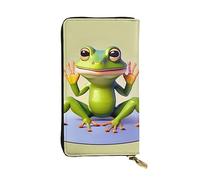YYHWHJDE The Funny Frog Doing Yoga - Cartera larga de piel de calidad diseñada para niñas y mujeres a la moda, elegante, 19 x 10,5 cm, Black, Talla única