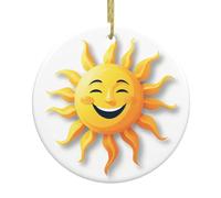 YYHWHJDE The Kindly Smiling Sun Picture Christmas Ceramic Decoration Circular Interior Decoration Gift -7.4 cm