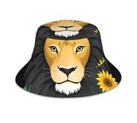 YYHWHJDE The Lion Among The Sunflower - Gorro reflectante ligero, transpirable, plegable para hombres y mujeres, color negro