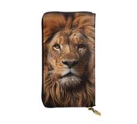 YYHWHJDE The Lion's Gaze - Cartera larga de cuero de calidad con impresión diseñada para niñas y mujeres a la moda, elegante, 19 x 10,5 cm, Black, Talla única