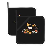 YYHWHJDE The little witch in the flowers - Juego de 2 alfombrillas cuadradas aisladas para aislamiento térmico durante la extracción de la tapa, microondas, horno y uso en parrilla al aire libre