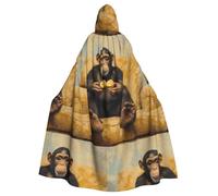 YYHWHJDE The Monkey eating Biscuits Picture Adult Halloween - Chaqueta larga con capucha para fiestas, adecuada para hombres y mujeres