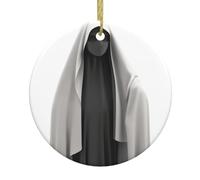 YYHWHJDE The Mystery Under The Veil - Cuadro de cerámica de Navidad, decoración circular para interiores, regalo de 2.9 pulgadas