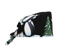 YYHWHJDE The Pine Tree - Gorro de trabajo de limpieza con estampado de pingüinos para mujeres y hombres, ajustable, transpirable, color negro