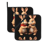 YYHWHJDE The rabbit said hola - Juego de 2 alfombrillas cuadradas aisladas para aislamiento térmico durante la extracción de la tapa, microondas, horno y uso en parrilla al aire libre