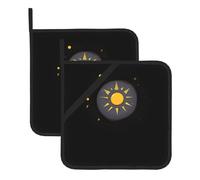 YYHWHJDE The Shiny Sun - Juego de 2 alfombrillas cuadradas aisladas para aislamiento térmico durante la extracción de la tapa, microondas, horno y uso en parrilla al aire libre