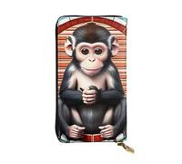 YYHWHJDE The Silent Monkey - Cartera larga de cuero de calidad con impresión de mono diseñada para niñas y mujeres a la moda, elegante de 7.4 x 4.13 pulgadas, Black, Talla única