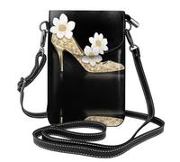 YYHWHJDE The story of flowers and high heels Picture - Teléfono móvil para mujer con prepucio de cuero, cubierta cruzada, pequeña correa de hombro ajustable