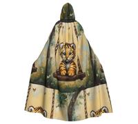 YYHWHJDE The Tiger on the Swing Picture - Chaqueta larga con capucha de Halloween para adultos, adecuada para hombres y mujeres