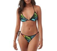 Yyhwhjde Traje de baño de 2 piezas para mujer, diseño de triángulo con piedras de colores, Negro -, M
