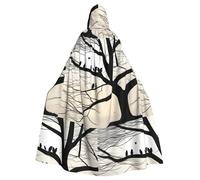 YYHWHJDE Tree Birds Barren Tr - Capa con capucha para adultos con patrón de Halloween para varios entornos de fiesta y carnaval