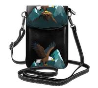 YYHWHJDE Un águila se eleva en su nido de montaña con estampado pequeño de cuero para mujer, bolso cruzado con tapa para teléfono, impermeable y duradero