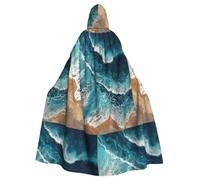 YYHWHJDE Waves by the sea Prints - Capa con capucha para adultos es un poncho con capucha de Halloween súper grande, cómodo y duradero