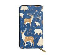 YYHWHJDE Wildlife Hunting Deer Bear Elk Printing Leather Long Clutch Wallet Designed for Fashion Girls and Women Stylish 19.0 x 10.5 cm, Black, Talla única