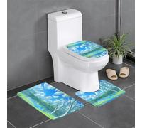 YYHWHJDE Willows on the Waterfront Pattern - Juego de alfombrillas antideslizantes de tres piezas para baño, antideslizantes, duraderas