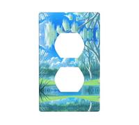 YYHWHJDE Willows on The Waterfront Picture - Panel de pared de doble enchufe eléctrico es resistente a los golpes y duradero, 4.5 x 2.75 pulgadas