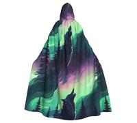 YYHWHJDE Wolves Howl In The Northern Lights - Capa con capucha para Halloween para adultos, ropa para hombre y mujer, juego de rol