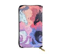 YYHWHJDE Yin Yang Sky - Cartera larga de cuero de calidad con estampado de cielo diseñada para niñas y mujeres a la moda, elegante, 19 x 10,5 cm, Black, Talla única