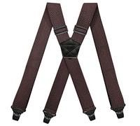 YYKSYDPT Tirantes para hombres con 4 clips de plástico muy fuertes de 38 mm de ancho tirantes de apoyo ajustables estilo X, café, Taille unique