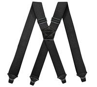 YYKSYDPT Tirantes para hombres con 4 clips de plástico muy fuertes de 38 mm de ancho tirantes de apoyo ajustables estilo X, Negro, Taille unique