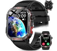 YYKY Reloj Inteligente Hombre Militar - 2.01" HD Smartwatch con Brújula, Presión atmosférica&Altitud Datos, 24/7 Pulsómetro, IP68 Impermeable Smartwatch con Llamadas Bluetooth,100+ Modos Deportivos