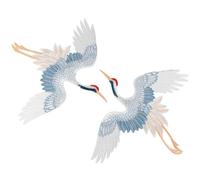 YYlingx 2 parches para coser con diseño de grulla de corona roja, grandes de 6.7 x 3.2 pulgadas, parches para planchar en ropa, apliques bordados para manualidades, chaquetas, jeans