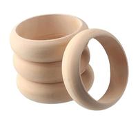 YYlingx 4 pulseras de madera sin acabar, 3.4 x 1 pulgadas, círculos redondos de madera natural, anillo de madera grande para manualidades, joyería, pintura