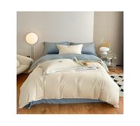 YYLMKMFC Four Piece Bedding Set Queen Duvet Set Solid Ultra Soft Cotton 180s Comforter Cover Piece Bedding Sheet and Pillowcases Embroidery with Zipper(B,220 * 240cm)