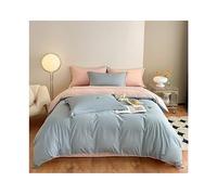 YYLMKMFC Four Piece Bedding Set Queen Duvet Set Solid Ultra Soft Cotton 180s Comforter Cover Piece Bedding Sheet and Pillowcases Embroidery with Zipper(C,220 * 240cm)