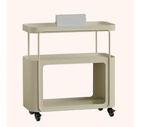 YYLMKMFC Mesa Auxiliar de 3 Niveles con Almacenamiento Abierto, Mesa Auxiliar de Metal con Ruedas, mesas de Bebidas móviles for balcón, Sala de Estar, Oficina, Hermosa(White)