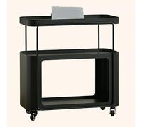 YYLMKMFC Mesa Auxiliar de 3 Niveles con Almacenamiento Abierto, Mesa Auxiliar de Metal con Ruedas, mesas de Bebidas móviles for balcón, Sala de Estar, Oficina, Hermosa(Black)