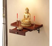 YYLMKMFC Soporte de Estatua de Buda montado en la Pared, Santuario de Guanyin, gabinete de Estatua de Buda, con Mesa de Altar de meditación extraíble telescópica(B,Length: 40cm/15.7in)
