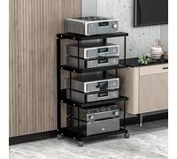 YYLMKMFC Vitrina de Esquina con Ruedas, Soporte Multimedia y Estante de Audio for Consolas de Juegos, Almacenamiento estéreo, Torre AV, diseño Moderno en Negro(Black,50x40x100cm)