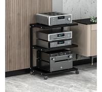 YYLMKMFC Vitrina de Esquina con Ruedas, Soporte Multimedia y Estante de Audio for Consolas de Juegos, Almacenamiento estéreo, Torre AV, diseño Moderno en Negro(Black,50.1x40x70cm)