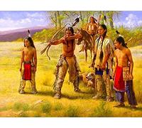 YYLPLLE Rompecabezas De 1000 Piezas para Adultos, Rompecabezas De Madera para Aliviar El Estrés, Juego De Halloween, Nativos Americanos, Indios, Pluma 50X75Cm