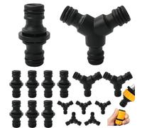 YYMT 16 Piezas Accesorios Manguera Jardin - 8 Conectores Rectos Doble Macho + 8 Conectores en Y, Conector Manguera Plástico para Tubería de Jardín de 1/2 Pulgada, para Riego Agrícola, Césped y Jardín