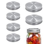 YYMT 6 tapas de acero inoxidable Mason Jar, 70 mm, boquilla regular, a prueba de fugas, tapa Twist-Off, inoxidable con junta de silicona, reutilizable para tarros de conservas, especias, mermelada