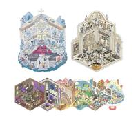 YYMT 8 artículos Pegatinas 3D DIY de escenas, pegatina para scrapbooking, pegatinas 3D de escenas para adultos. Incluye temas como magia, Egipto, hielo y nieve, tesoros submarinos y vida cotidiana.