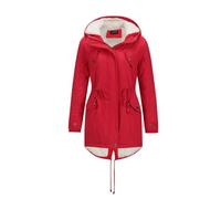 YYNUDA - Abrigo para mujer, invierno, cálido, parka mediados largos, chaqueta de invierno, chaqueta con capucha gruesa, piel y capucha, #337 Rojo, XL